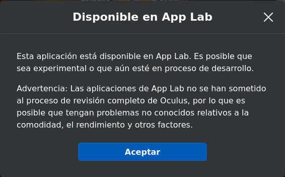 App Lab warning